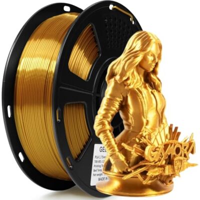 GEEETECH filamento PLA 1.75 mm Silk Gold, Filamento Stampante 3D PLA 1kg Spool, PLA Silk Gold GEEETECH filamento PLA 1.75 mm Silk Gold, Filamento Stampante 3D PLA 1kg Spool, PLA Silk Gold