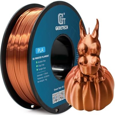 GEEETECH Filamento PLA Silk Copper 1,75 mm per stampanti 3D, bobina da 1 kg GEEETECH Filamento PLA Silk Copper 1,75 mm per stampanti 3D, bobina da 1 kg