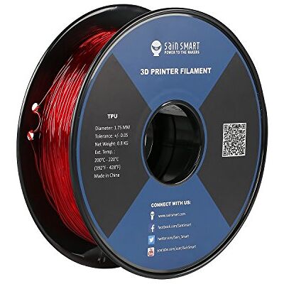sainsmart Red Flexible TPU 3D Printing Filament, 1.75 mm, 0.8 kg, Dimensional Accuracy +/- 0.05 mm sainsmart Red Flexible TPU 3D Printing Filament, 1.75 mm, 0.8 kg, Dimensional Accuracy +/- 0.05 mm