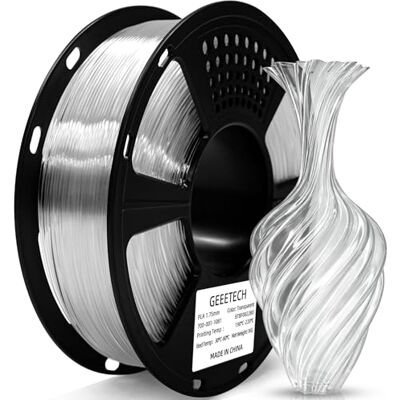GEEETECH Filamento PLA da 1,75 mm, trasparente, bobina da 1 kg Precisione dimensionale ± 0,02 mm, avvolto in modo pulito, compatibile con la maggior parte delle stampanti 3D GEEETECH Filamento PLA da 1,75 mm, trasparente, bobina da 1 kg Precisione dimensionale ± 0,02 mm, avvolto in modo pulito, compatibile con la maggior parte delle stampanti 3D