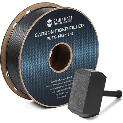 sainsmart Filamento in fibra di carbonio PETG, filamento di stampa 3D da 1,75 mm, rigido, leggero, resistente al calore e abrasivo, per la maggior parte delle stampanti 3D FDM, precisione di sainsmart Filamento in fibra di carbonio PETG, filamento di stampa 3D da 1,75 mm, rigido, leggero, resistente al calore e abrasivo, per la maggior parte delle stampanti 3D FDM, precisione di