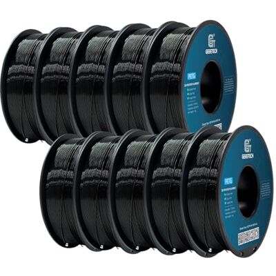 GEEETECH PETG Filamento 1.75mm nero, 10x1kg bobina per stampante 3D GEEETECH PETG Filamento 1.75mm nero, 10x1kg bobina per stampante 3D