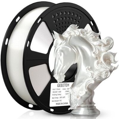 GEEETECH Filamento di seta PLA 1,75 mm, filamento per stampante 3D, PLA 1 kg, bianco seta GEEETECH Filamento di seta PLA 1,75 mm, filamento per stampante 3D, PLA 1 kg, bianco seta