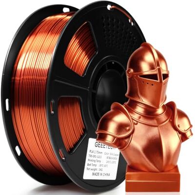 GEEETECH filamento PLA 1.75 mm Silk Copper, Filamento Stampante 3D PLA 1kg Spool, PLA Silk Copper GEEETECH filamento PLA 1.75 mm Silk Copper, Filamento Stampante 3D PLA 1kg Spool, PLA Silk Copper