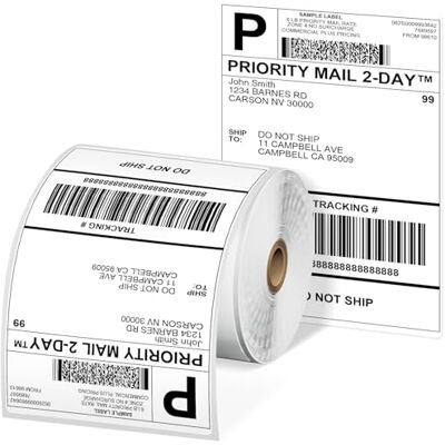 Phomemo Etichette termiche per spedizioni, 4 × 6, perforate, carta termica autoadesiva, compatibile con Zebra, Rollo, Dymo, 250 pezzi/rotolo Phomemo Etichette termiche per spedizioni, 4 × 6, perforate, carta termica autoadesiva, compatibile con Zebra, Rollo, Dymo, 250 pezzi/rotolo