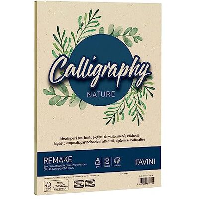 Favini A690664 Calligraphy Nature Remake colore Perla 120 gr/m2 formato A4 21x29,7 cm 50 fogli ideali per Inviti Partecipazioni Diplomi Menù Made in Italy Favini A690664 Calligraphy Nature Remake colore Perla 120 gr/m2 formato A4 21x29,7 cm 50 fogli ideali per Inviti Partecipazioni Diplomi Menù Made in Italy