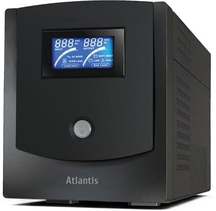 Atlantis A03-HP1102 1100VA UPS, 550W, Host Power Sinewave Line Interactive con AVR Boost e Buck, Software Viewpower Incluso, Nero