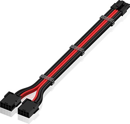 EZDIY-FAB Cavo di Estensione PSU da 12Pin a Doppio 8P,16AWG PCIe Cavo di Estensione a Manicotto per RTX 3060ti 3070 3080 3080ti 3090-Nero/Rosso[300mm]