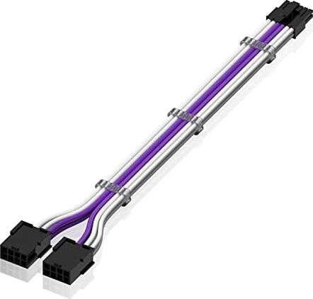 EZDIY-FAB Cavo di Estensione PSU da 12Pin a Doppio 8P,16AWG PCIe Cavo di Estensione a Manicotto per RTX 3060ti 3070 3080 3080ti 3090-Bianco/Viola[300mm]