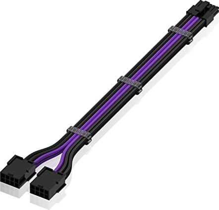 EZDIY-FAB Cavo di Estensione PSU da 12Pin a Doppio 8P,16AWG PCIe Cavo di Estensione a Manicotto per RTX 3060ti 3070 3080 3080ti 3090-Nero/Viola[300mm]