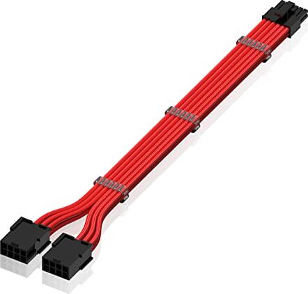 EZDIY-FAB Cavo di Estensione PSU da 12Pin a Doppio 8P,16AWG PCIe Cavo di Estensione a Manicotto per RTX 3060ti 3070 3080 3080ti 3090-Rosso[300mm]