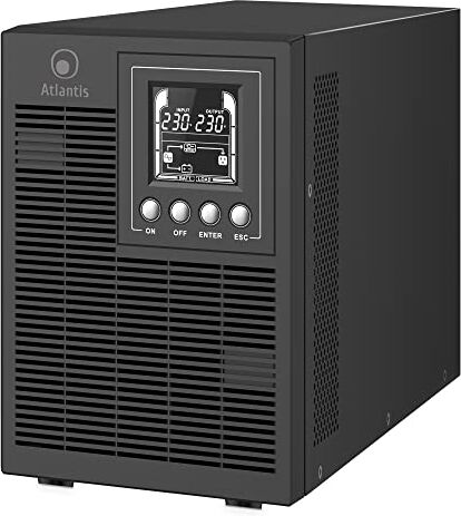 Atlantis A03-OP2002P PRO UPS OnLine Gruppo di Continuità Server Doppia conversione Onda Sinusoidale Pura 2000VA 1800W, Tower, display LCD, USB, seriale RS-232, 4 uscite IEC, slot SNMP, 4x12V-9Ah