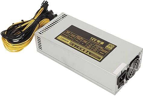 Jectse Alimentatore Minerario da 2000 W 10x6PIN, Alta Efficienza, Protezioni Multiple, Spegnimento Automatico, Dissipazione del Calore Efficace, Adatto per Minatori BTC, ETH, ETC, ZEC,