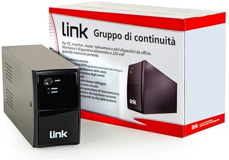 LINK LKUPS650 Gruppo di Continuità LINE INTERACTIVE PWM 650 VA 390 WATT Con 2 Prese cavo e spina Italiani