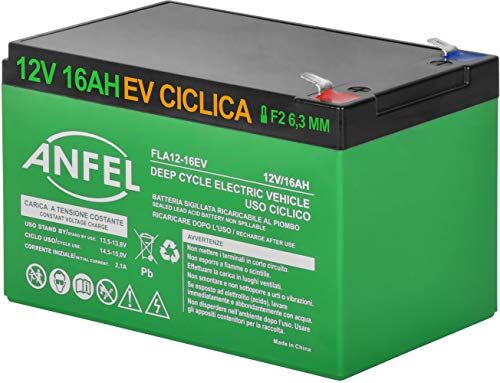 ANFEL Batteria Lead Acid AGM 12V 16Ah Al Piombo Ricaricabile Ciclica Pila batteria Ermetica Batterie di ricambio per Carrelli Golf Cars Carrozzina Tagliaerba Scooter Trattorino Tosaerba