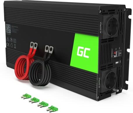 Green Cell ® 1500W/3000W 12V 220V/230V Onda Modificata Inverter Invertitore di Tensione Fotovoltaico DC AC per Camper Auto Convertitore di Potenza, Trasformatore sinusoidale modificata Porta USB