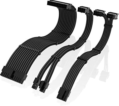 EZDIY-FAB Kit di estensione del cavo PSU, 16AWG cavo a manicotto Custom Mod per Nvidia 30' serie FE GPU Build,Cavo di Prolunga Intrecciato in PET per Alimentazione PC con Pettine 300 mm-Nero