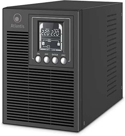 Atlantis A03-OP1002 UPS OnLine Gruppo di Continuità Server Doppia conversione Onda Sinusoidale Pura 1000VA 900W, Tower, display LCD, USB, seriale RS-232, 4 uscite IEC, porta EPO, slot SNMP, 2x12V-9Ah