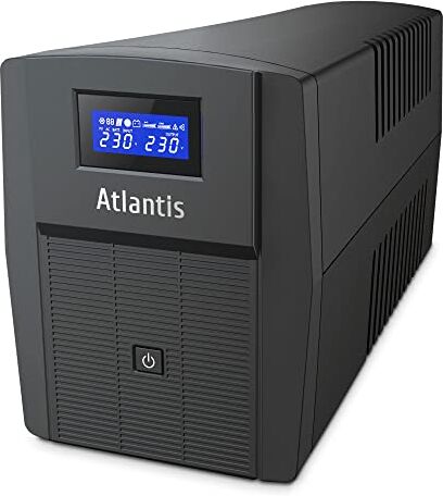 Atlantis A03-HP2003 Gruppo di Continuità Onda Sinusoidale Pura 1500VA 900W Line Interactive, display LCD, porta USB-HID, 3 uscite IEC + 2 prese Schuko + cavo alim, 2 batterie 12V-9Ah, protezione RJ45