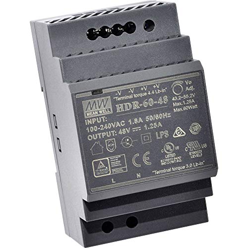 MEAN WELL MeanWell HDR-60-48 Alimentatore per Guida DIN 48 VDC 1.25 A 60 W 1 x