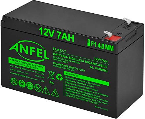 ANFEL Batteria Lead Acid AGM 12V 7Ah Al Piombo Ricaricabile Pila batteria Ermetica Batterie di ricambio per UPS Impianto di allarme Veicoli Emergenza Elettronica Prodotti Medici