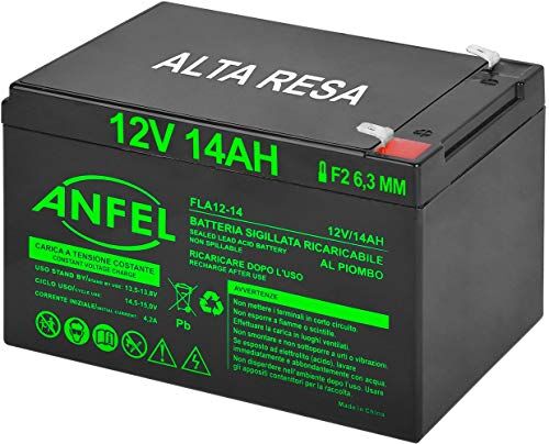 ANFEL Batteria Lead Acid AGM 12V 14Ah al Piombo Ricaricabile Pila Batteria Ermetica Batterie di Ricambio per Bici Scooter Trattorino Tosaerba Carrelli Golf Cars Carrozzina Tagliaerba