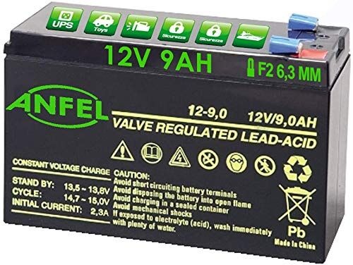 ANFEL BATTERIA ERMETICA AL PIOMBO 12 V 9 AH RICARICABILE, UPS, 150 X 66 X 95