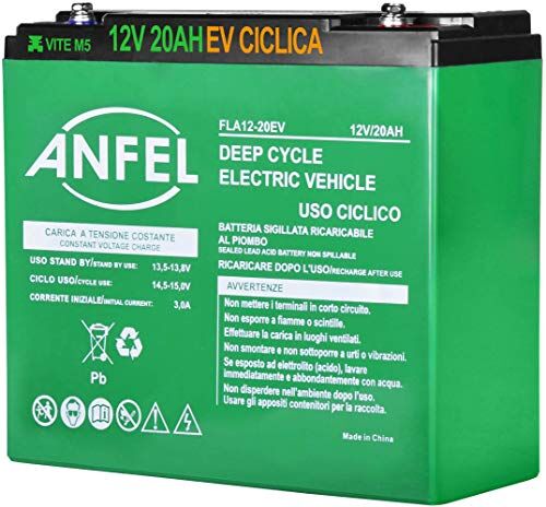 ANFEL Batteria Lead Acid AGM 12V 20Ah al Piombo Ricaricabile Ciclica Pila Batteria Ermetica Batterie di Ricambio per Trattorino Tosaerba Tagliaerba Carrelli Golf Cars Carrozzina Scooter