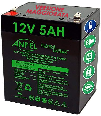 ANFEL Batteria ricaricabile al piombo 12V 5.2Ah 5Ah per UPS APC alimentazione di emergenza allarme lampade 90 x 70 x 101 mm