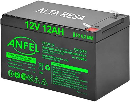 ANFEL Batteria Lead Acid AGM 12V 12Ah Al Piombo Ricaricabile Pila batteria Ermetica Batterie di ricambio per Bici Scooter Trattorino Tosaerba Carrelli Golf Cars Carrozzina Tagliaerba