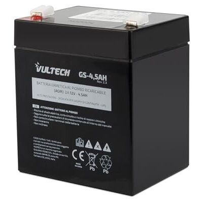 VulTech Batteria Ricaricabile AGM VRLA 4,5Ah 12V Sigillata al Piombo, Faston F2 per UPS (Gruppi di Continuità), Sistemi di Videosorveglianza, Allarmi, Giocattoli Elettrici, Bici Elettriche VulTech Batteria Ricaricabile AGM VRLA 4,5Ah 12V Sigillata al Piombo, Faston F2 per UPS (Gruppi di Continuità), Sistemi di Videosorveglianza, Allarmi, Giocattoli Elettrici, Bici Elettriche