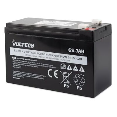 VulTech Batteria Ricaricabile AGM VRLA 7AH 12V Sigillata al Piombo Faston F2 per UPS (Gruppi di Continuità), sistemi di Videosorveglianza, Allarmi, Giocattoli Elettrici,Bici Elettriche VulTech Batteria Ricaricabile AGM VRLA 7AH 12V Sigillata al Piombo Faston F2 per UPS (Gruppi di Continuità), sistemi di Videosorveglianza, Allarmi, Giocattoli Elettrici,Bici Elettriche