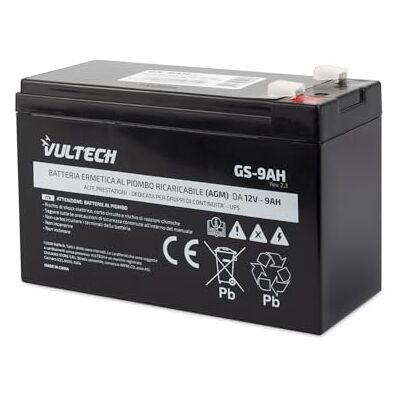 VulTech Batteria Ricaricabile AGM VRLA 9AH 12V Sigillata al Piombo Faston F2 per UPS (Gruppi di continuità), sistemi di Videosorveglianza, Allarmi, Giocattoli Elettrici, Bici Elettriche VulTech Batteria Ricaricabile AGM VRLA 9AH 12V Sigillata al Piombo Faston F2 per UPS (Gruppi di continuità), sistemi di Videosorveglianza, Allarmi, Giocattoli Elettrici, Bici Elettriche