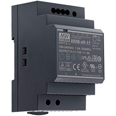 MEAN WELL 15 VDC 4 A 60 Watt HDR-60-15 alimentatore guida DIN Rail MEAN WELL 15 VDC 4 A 60 Watt HDR-60-15 alimentatore guida DIN Rail
