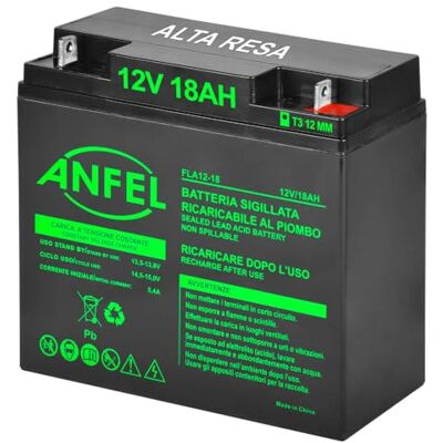 ANFEL Batteria Ermetica al Piombo 12 volt,per UPS, Video Sorveglianza e Sistemi di Allarme VRLA AGM GEL (18 ah) ANFEL Batteria Ermetica al Piombo 12 volt,per UPS, Video Sorveglianza e Sistemi di Allarme VRLA AGM GEL (18 ah)