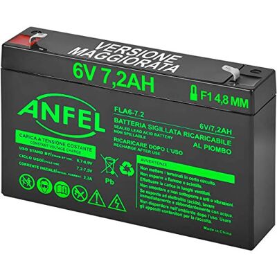 ANFEL Batteria Lead Acid AGM 6V 7Ah 7,2ah al Piombo Ricaricabile Pila Batteria Ermetica Batterie di Ricambio per Lampade D'Emergenza Centrali Allarme Antifurto Sicurezza ANFEL Batteria Lead Acid AGM 6V 7Ah 7,2ah al Piombo Ricaricabile Pila Batteria Ermetica Batterie di Ricambio per Lampade D'Emergenza Centrali Allarme Antifurto Sicurezza