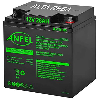 ANFEL Batteria Lead Acid AGM 12V 26Ah al Piombo Ricaricabile Pila Batteria Ermetica Batterie di Ricambio per Bici Scooter Trattorino Tosaerba Carrelli Golf Cars Carrozzina Tagliaerba ANFEL Batteria Lead Acid AGM 12V 26Ah al Piombo Ricaricabile Pila Batteria Ermetica Batterie di Ricambio per Bici Scooter Trattorino Tosaerba Carrelli Golf Cars Carrozzina Tagliaerba