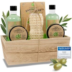 accentra Set regalo “OLIVE” in un cesto decorativo in legno, set da bagno, SPA e doccia, fragranza all’oliva, set regalo da 6 pezzi, ottimo regalo per compleanno o San Valentino accentra Set regalo “OLIVE” in un cesto decorativo in legno, set da bagno, SPA e doccia, fragranza all’oliva, set regalo da 6 pezzi, ottimo regalo per compleanno o San Valentino