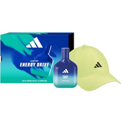 adidas , Cofanetto Regalo Vibes Energy Drive, Eau de Parfum 100 ml e Cappellino Giallo con Visiera adidas , Cofanetto Regalo Vibes Energy Drive, Eau de Parfum 100 ml e Cappellino Giallo con Visiera