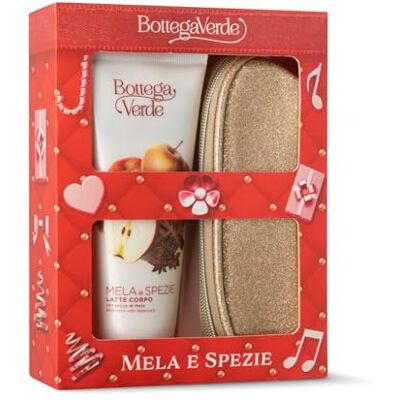 Bottega Verde Cofanetto Regalo Mela e Spezie, con Latte Corpo 200 ml e Pochette Oro, Profumo Dolce e Speziato, Idea Regalo Bottega Verde Cofanetto Regalo Mela e Spezie, con Latte Corpo 200 ml e Pochette Oro, Profumo Dolce e Speziato, Idea Regalo