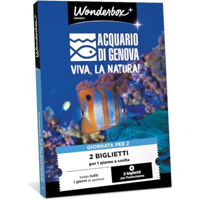 WONDERBOX Connect Cofanetto Regalo Acquario di Genova 2 biglietti 1 giorno per l’Acquario di Genova e Fantacinema Valido tutti i giorni di apertura Valido 27 mesi WONDERBOX Connect Cofanetto Regalo Acquario di Genova 2 biglietti 1 giorno per l’Acquario di Genova e Fantacinema Valido tutti i giorni di apertura Valido 27 mesi