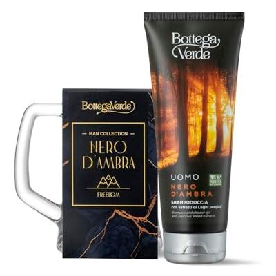 Bottega Verde Cofanetto Regalo Uomo Nero d’Ambra, Shampodoccia 200 ml Pelle e Capelli e Boccale Birra in Vetro, con Estratti di Legni Pregiati, Fragranza Agrumata e Ambrata, Idea Regalo Bottega Verde Cofanetto Regalo Uomo Nero d’Ambra, Shampodoccia 200 ml Pelle e Capelli e Boccale Birra in Vetro, con Estratti di Legni Pregiati, Fragranza Agrumata e Ambrata, Idea Regalo