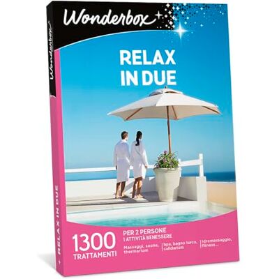 WONDERBOX Cofanetto Regalo Relax in Due 1200 Momenti Relax Perfetto per Regali di Coppia Come Idee Regalo per Anniversario 2 Persone WONDERBOX Cofanetto Regalo Relax in Due 1200 Momenti Relax Perfetto per Regali di Coppia Come Idee Regalo per Anniversario 2 Persone