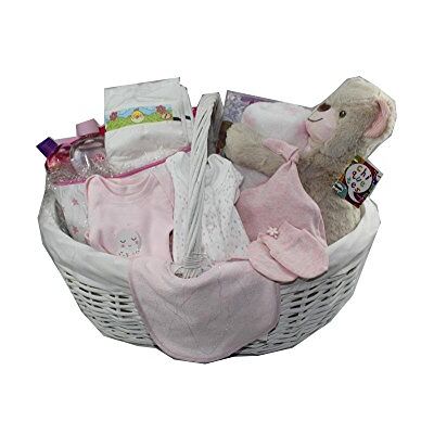 DRW Cestino Cesto Regalo Ragazza Appena Nata con Abbigliamento, Set da Bagno e albumm Foto DRW Cestino Cesto Regalo Ragazza Appena Nata con Abbigliamento, Set da Bagno e albumm Foto