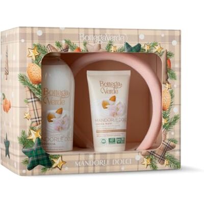 Bottega Verde Cofanetto Regalo Mandorle Dolci, con Bagnodoccia 400 ml, Crema Mani 75 ml e Cerchietto Fashion, Vegano, Eleganza e Profumo, Idea Regalo Bottega Verde Cofanetto Regalo Mandorle Dolci, con Bagnodoccia 400 ml, Crema Mani 75 ml e Cerchietto Fashion, Vegano, Eleganza e Profumo, Idea Regalo