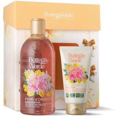 Bottega Verde Cofanetto Regalo Fiori d'Oriente, con Bagnodoccia 400 ml e Crema Mani 75 ml, Profumo di Ylang Ylang e Rosa Damascena, Idea Regalo Bottega Verde Cofanetto Regalo Fiori d'Oriente, con Bagnodoccia 400 ml e Crema Mani 75 ml, Profumo di Ylang Ylang e Rosa Damascena, Idea Regalo