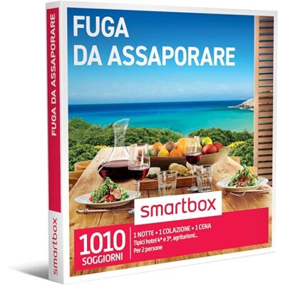 Smartbox Fuga da Assaporare Cofanetto Regalo Coppia, 1 Notte con Colazione e Cena per 2 Persone, Idee Regalo Originale, Taglia unica Smartbox Fuga da Assaporare Cofanetto Regalo Coppia, 1 Notte con Colazione e Cena per 2 Persone, Idee Regalo Originale, Taglia unica