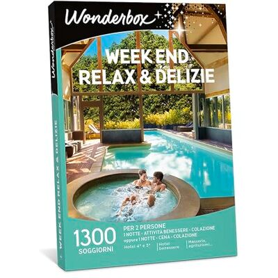 WONDERBOX Cofanetto Regalo Week End Relax & Delizie 1 notte + 1 attività benessere + colazione Per 2 persone Hotel 4* e 3*, hotel benessere, masserie, agriturismi... WONDERBOX Cofanetto Regalo Week End Relax & Delizie 1 notte + 1 attività benessere + colazione Per 2 persone Hotel 4* e 3*, hotel benessere, masserie, agriturismi...