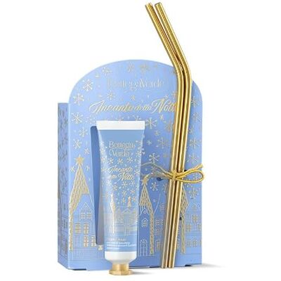 Bottega Verde Incanto della Notte, Confezione Regalo con 1 Crema Mani 30 ml, con Note di Gelsomino Notturno e Glassa di Zucchero e 4 Cannucce in Acciaio Dorato, in un Elegante Cofanetto, Idea Regalo Bottega Verde Incanto della Notte, Confezione Regalo con 1 Crema Mani 30 ml, con Note di Gelsomino Notturno e Glassa di Zucchero e 4 Cannucce in Acciaio Dorato, in un Elegante Cofanetto, Idea Regalo