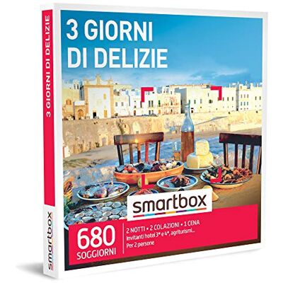 Smartbox 3 Giorni di Delizie Cofanetto Regalo Coppia, 2 Notti con Colazione e 1 Cena per 2 Persone, Idee Regalo Originale Smartbox 3 Giorni di Delizie Cofanetto Regalo Coppia, 2 Notti con Colazione e 1 Cena per 2 Persone, Idee Regalo Originale